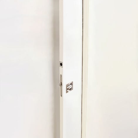 Emuca Kit de serrure à pêne carré pour porte coulissante, Acier, Nickel satiné