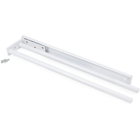 Emuca – Porte-serviettes extensible 2 bras en aluminium – Longueur 440 mm – Pivotement 90° – Fixation sous plan de travail