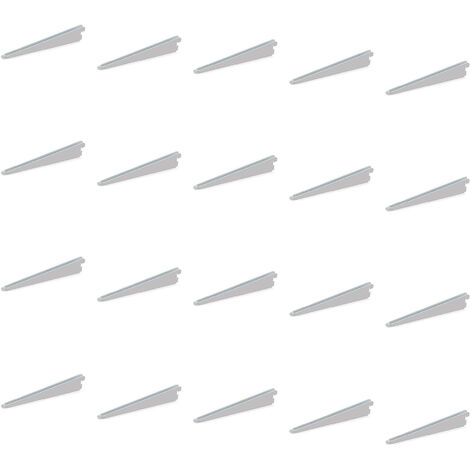 Emuca – Supports d'étagères en acier blanc – Lot de 20 – Longueur 170mm – Charge max 44kg – Compatible avec étagères bois et verre