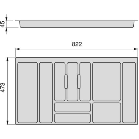 Emuca range-couverts Optima Vertex/Concept, profondeur 500mm, plateau 16mm, module 900mm, Plastique, Blanc