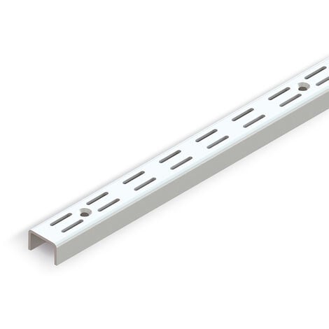 Emuca Lot de 10 profilés de montage mural Jagmet à double rainure avec un pas de 32mm, longueur 951mm, Acier, Peint en blanc