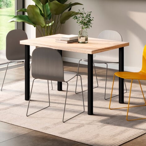 Emuca Lot de 4 pieds de table, diamètre 60mm, H 710mm, Acier, Peint en noir
