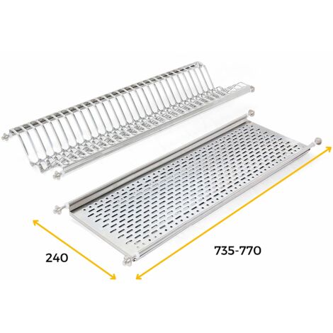 Emuca Egouttoir porte-assiettes pour meuble haut, module 800mm, Acier inoxydable