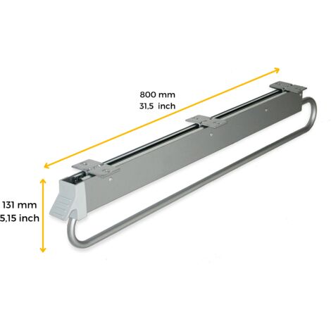 Emuca Porte-vêtements extractible pour armoire grande profondeur Self, 800, Peint en aluminium, Acier et Plastique.