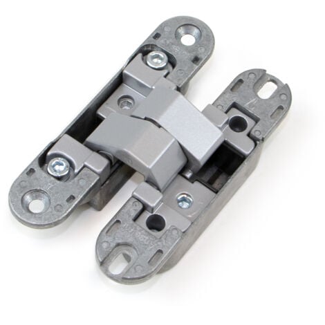 Emuca Lot de 2 charnières à boîtier pour portes de passage, charge 40kg, ouverture à 180 degrés, Zamak, Gris métallisé