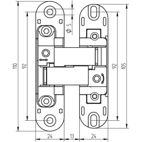 Emuca Lot de 2 charnières à boîtier pour portes de passage, charge 40kg, ouverture à 180 degrés, Zamak, Gris métallisé