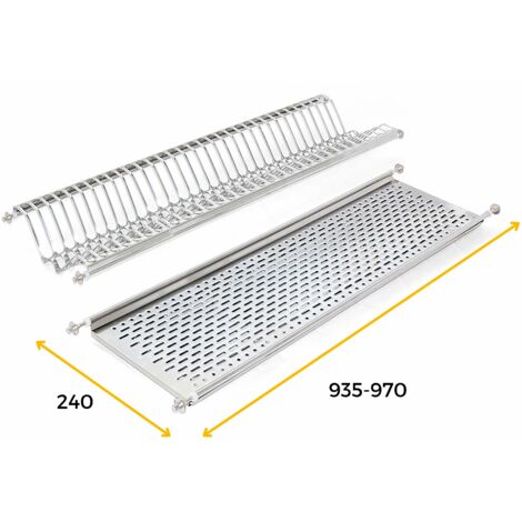 Emuca Egouttoir porte-assiette pour meuble haut, module 1.000mm, Acier inoxydable