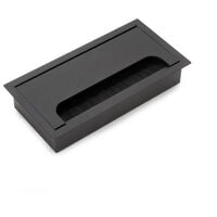 Passe-câbles de table Emuca Quadrum, rectangulaire, 159x80mm, à encastrer, Aluminium, Peint en noir