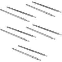 Emuca – Coulisses à billes pour tiroir – Lot de 5 – Sortie partielle – Acier zingué – Hauteur 17mm – Charge max 10kg – Longueur 374mm