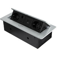 Emuca – Multiconnecteur de bureau Atom 26 – 2 prises 3000W – 1 HDMI – 1 RJ45 – 1 USB A et C – Montage encastré 225x111mm
