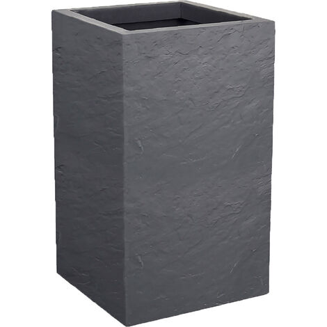 EDA – Pot à réserve d'eau carré haut 36L – Dimensions 29,5 x 29,5 x 49,5 cm – Plastique au design pierre – Pour usage privé ou professionnel