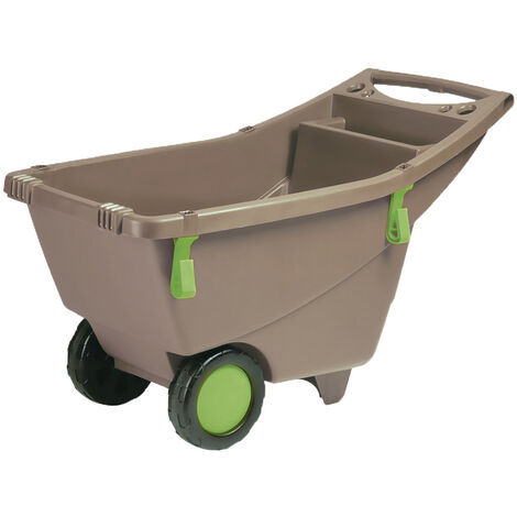EDA – Brouette de jardin 140l – Plastique renforcé – Charge max 300kg – Tablier avec rangement outils – Bac intégré pour engrais