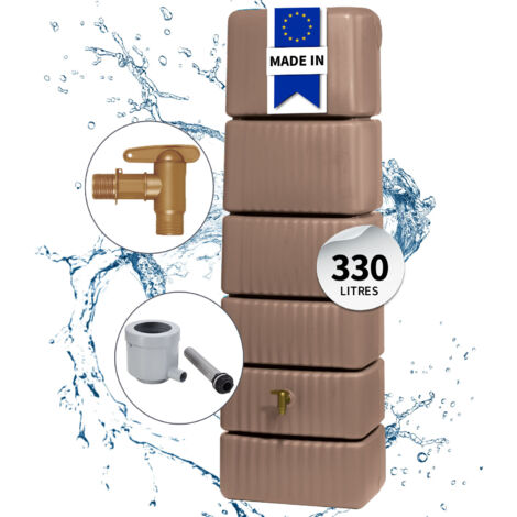 Garantia – Récupérateur d'eau de pluie mural 300L – Cuve polyéthylène renforcé – Dimensions 182x58x37 cm – Robinet imitation laiton