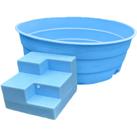 Piscine pour enfants 900L avec escalier rotomoulé – Hauteur 60 cm – Longueur 142 cm – Largeur 142 cm – Vidage facile – Plast'Up Rotomoulage