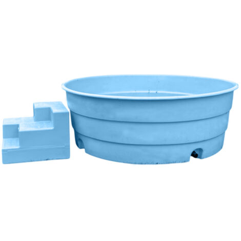 Plast'Up Rotomoulage – Piscine enfant 1300L – Escalier intégré – Hauteur 60 cm – Longueur 169 cm – Largeur 169 cm – Bac rotomoulé PEHD