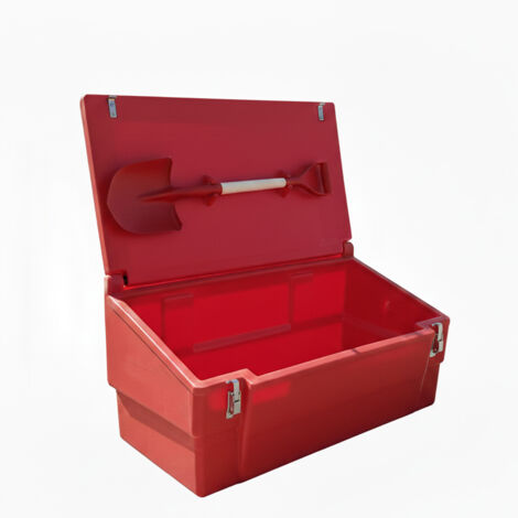 Bac à sable incendie/ à sel de déneigement 100l + grenouillères + pelle (1/4)