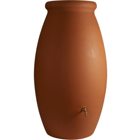 Récupérateur d'eau de pluie mural 500L – Jarre décorative en plastique – Robinet laiton – Kit de raccordement inclus – Bellijardin