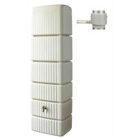 Garantia – Récupérateur d'eau de pluie mural 330L en polyéthylène – Hauteur 182 cm – Robinet imitation laiton – Collecteur filtrant gris