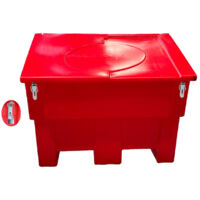 Bac à sable incendie/ à sel de déneigement 300l+ grenouillères + cadenas-lot de 6