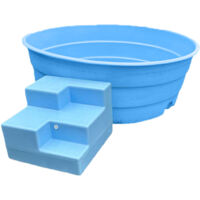 Plast'Up Rotomoulage – Piscine enfant 900L – Escalier rotomoulé 45 cm – Longueur 142 cm – Largeur 142 cm – Matière PEHD – Vidage facile