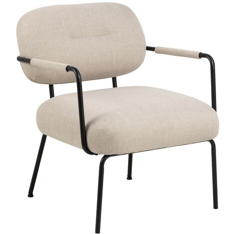 Moderner Sessel Beige/Gold - Stoff Sessel Mit Armlehnen Moen