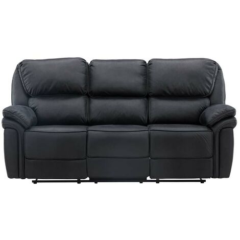 Saranda Sofa 3 Personen, elektrischer Recliner mit Fußstütze schwarz. (1/4)