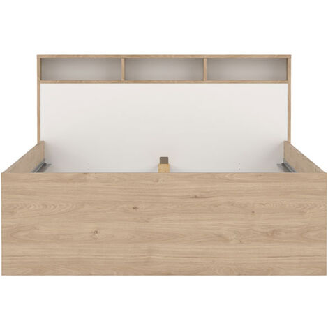 Ikast Bett 140x200cm, 2 Schubladen, 3 Ablagen Eichen-Dekor, weiß. (1/5)