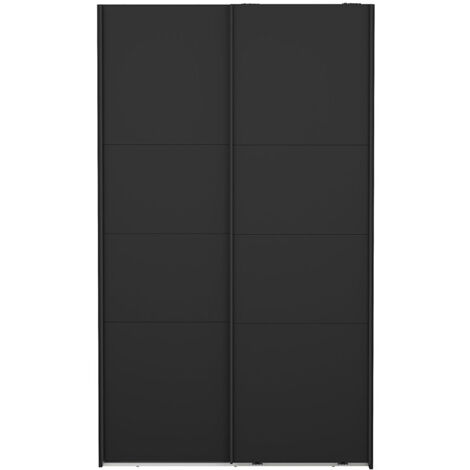 Catania Kleiderschrank 201x119x65cm, 2 Schiebetüren matt schwarz. (1/5)