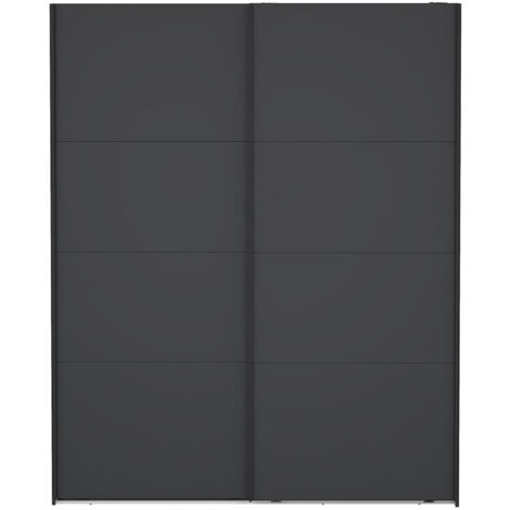 Catania Kleiderschrank 221x179x65cm, 2 Schiebetüren matt schwarz. (1/5)