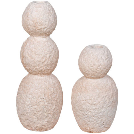 Deco 79 Keramik-Kerzenhalter Set, 3-teilig – Silber, Strukturiert, 48,3 Cm, 38,1 Cm, 30,5 Cm
