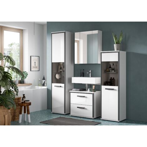 Bad Hochschrank Weiss Hochglanz