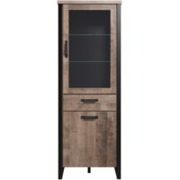Emile Vitrinenschrank 2 Türen, 1 Schublade, EicheTabak dekor.