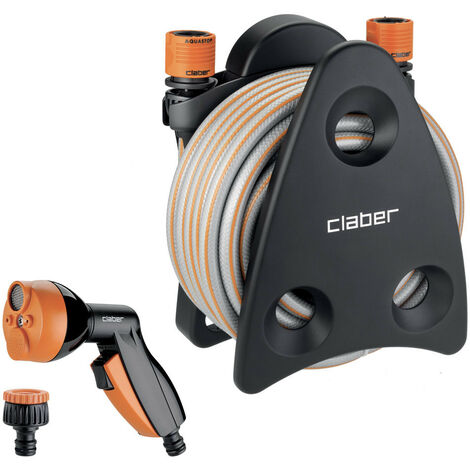 Claber Mini-set Balcony, portatubo accessoriato appendibile con tubo 10m e pistola multifunzione