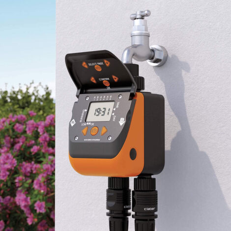 Programmatore Irrigazione Claber Dual Logic - Doppia Linea, Display LCD, 19 Programmi, Facile Installazione