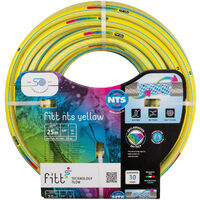 FITT NTS YELLOW 5/8" (15 mm) 25m – Tubo Giardino Flessibile e Robusto Made in Italy Struttura Innovativa Rinforzata NTS Senza Torsioni Resistenza UV Abrasione Temperature estreme
