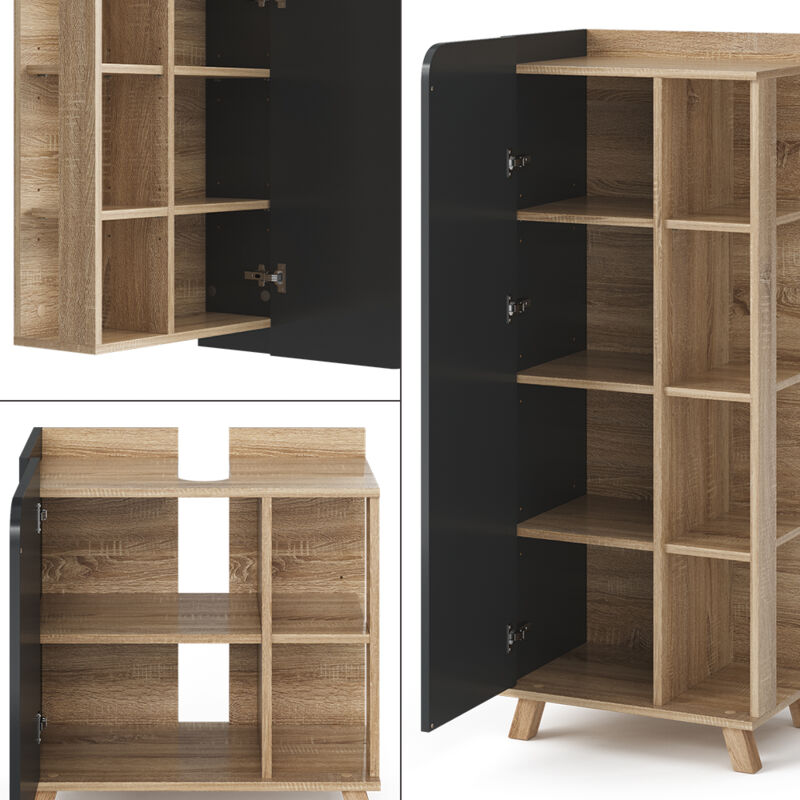 Mensole Da Bagno Vicco Senyo 25x25 Cm - Set Di 2 In Truciolato Melaminico Sonoma - Per Spazio Extra - Foto 9