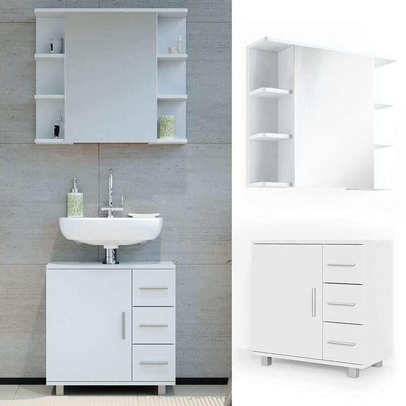 Set mobili per bagno „Ilias“ bianco 2 pezzi Vicco