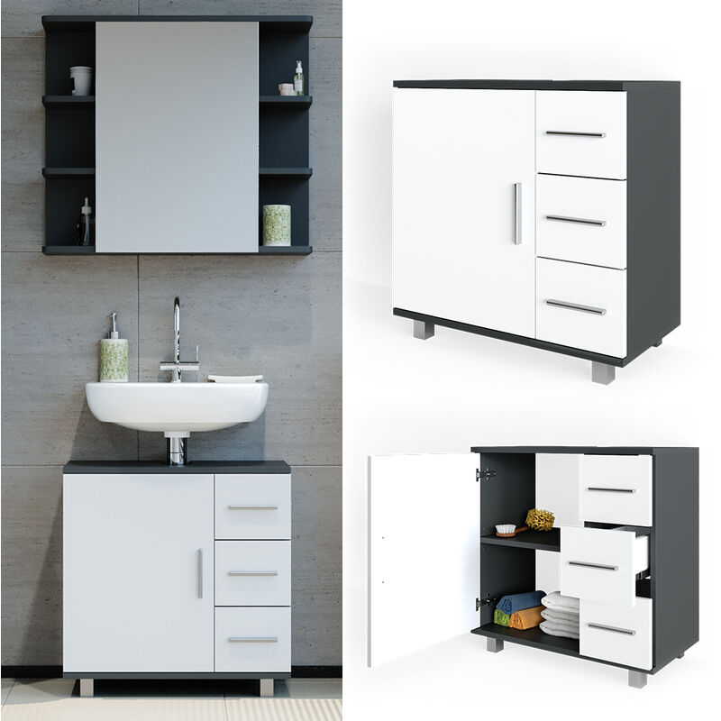 Mobile lavabo „Ilias“ antracite/bianco Vicco