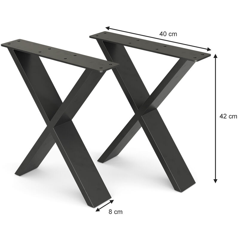 Piedi di mobili „Loft“ 42cm nero Forma a X set di 2 Vicco