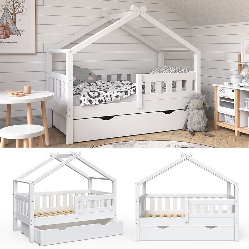 Culla Casa Legno Bettenhaus Hausbett Bambini Letto Con Materasso – Vicco