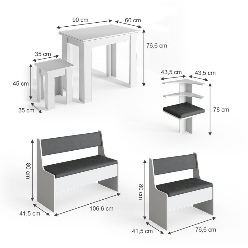 VICCO Set panca ad angolo ROMAN Set sala da pranzo Set sedie Set sedie –  Vicco