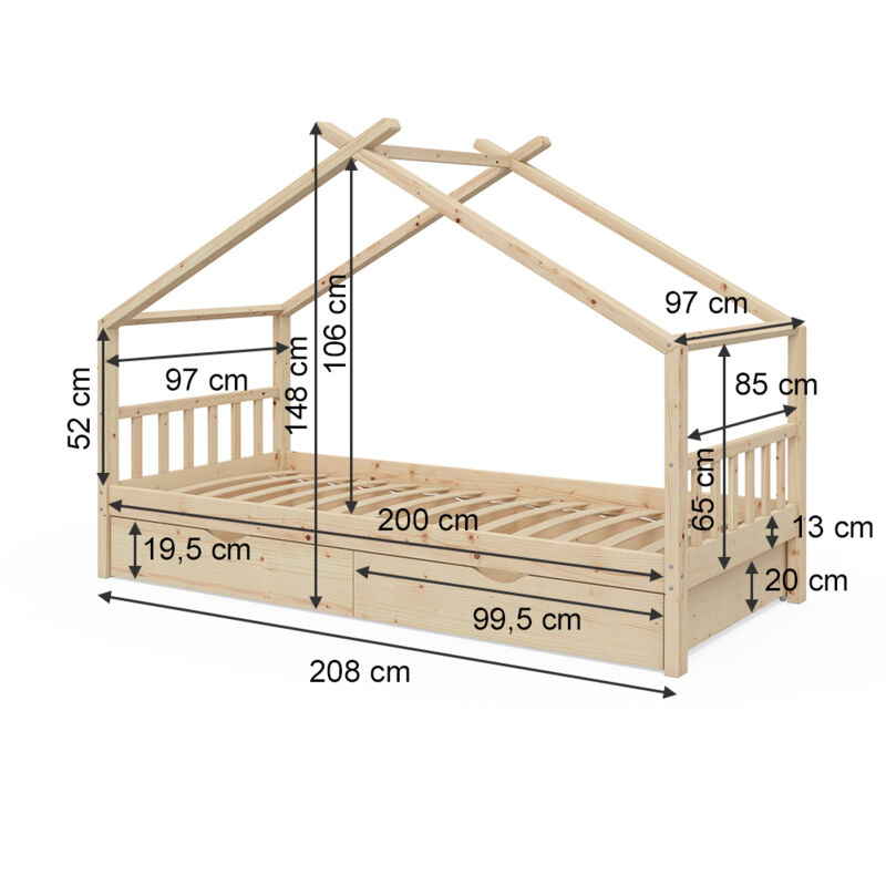 Protezione anticaduta per letto 120cm naturale VitaliSpa