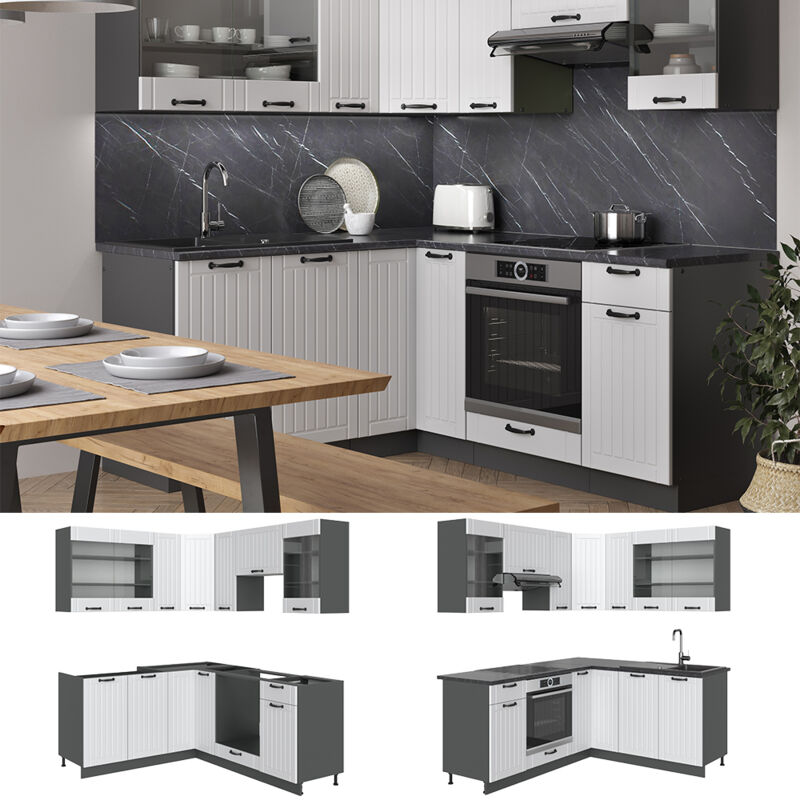 CUCINA angolare „Fame-Line“ 287x227cm quercia/bianco lucido Vicco