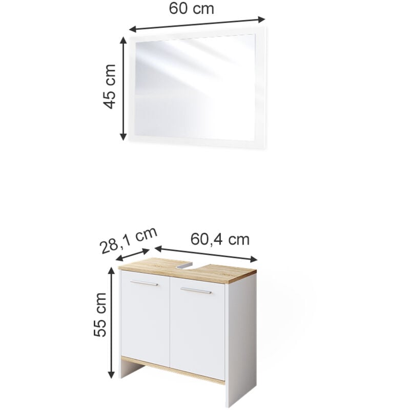 Set di mobili da bagno „Elvio Bianco/Sonoma Vicco