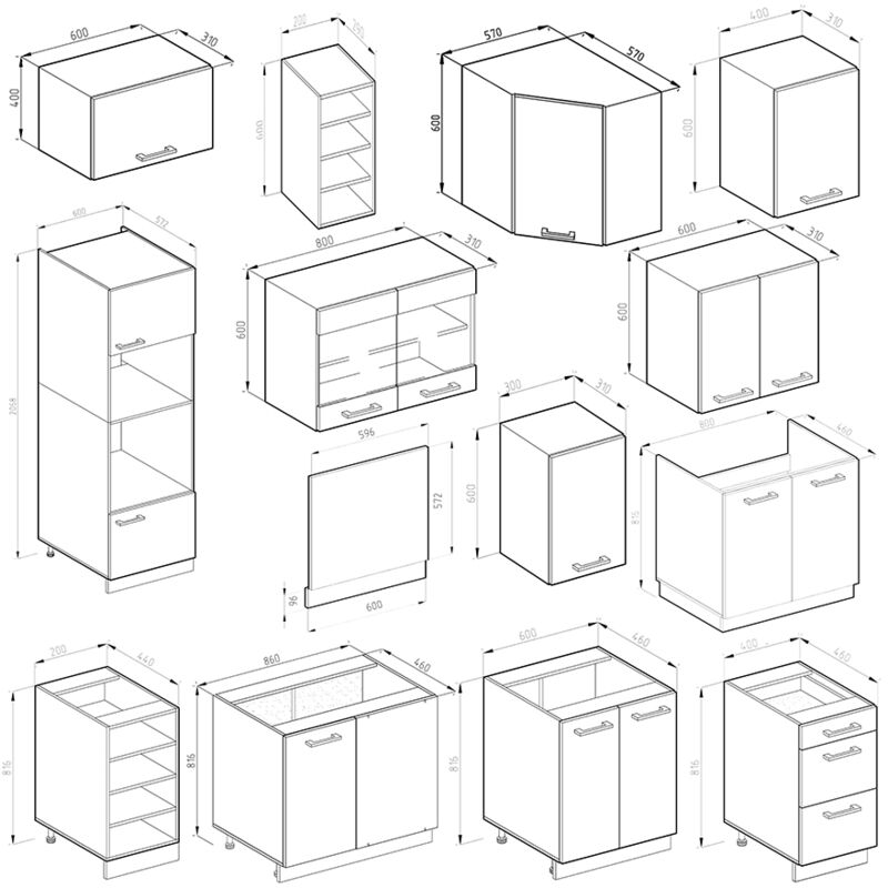 Cucina angolare „R-Line“ 247x237cm sonoma/bianco Vicco