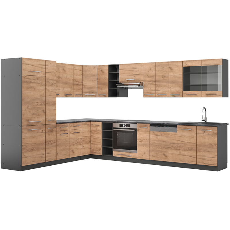 Cucina angolare Fame-Line 257x347cm quercia/antracite Vicco