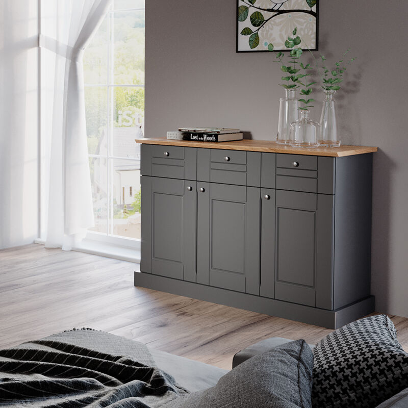 DISPENSA CON VETRINA credenza scaffale cucina Bergamo grigio