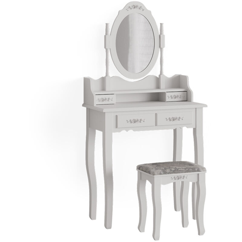 Set Toeletta Mallory In Rovere Massello Con Sgabello Imbottito – 6 Cassetti, Design Tradizionale Julian Bowen - 2