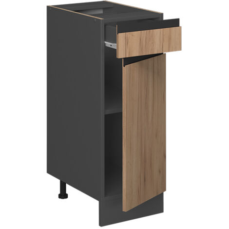 Mobiletto base per cucina R-Line, Quercia dorata, 30 cm Forma a J, senza piano di lavoro, Vicco