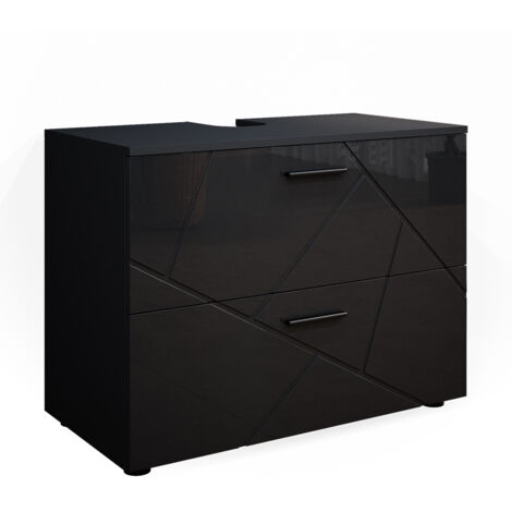 Mobile sottolavabo per bagno Irma, Antracite lucido, 80 x 58.6 cm, Vicco